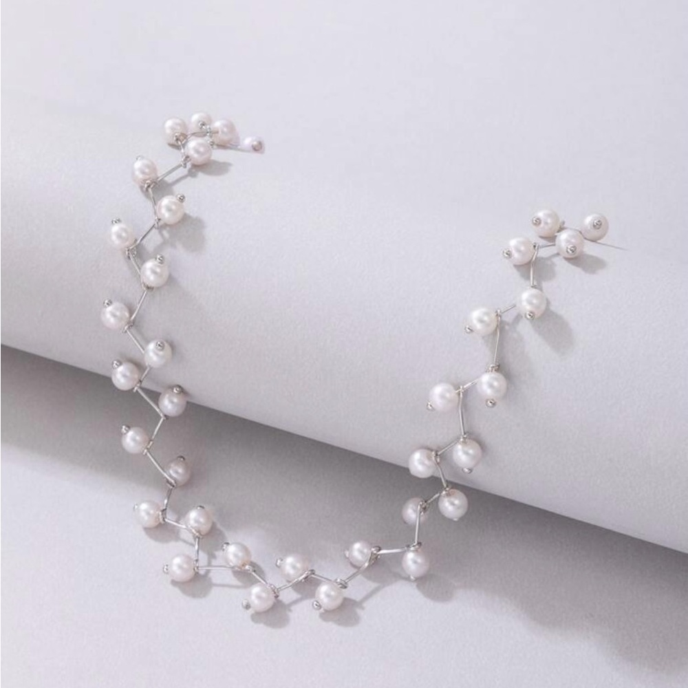 ⚠️Clearance Elegant Pearl Silver And White Choker Necklace - Picture 4 of 6
